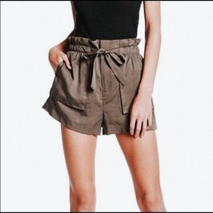 Socialite Olive Paperbag Waist Shorts